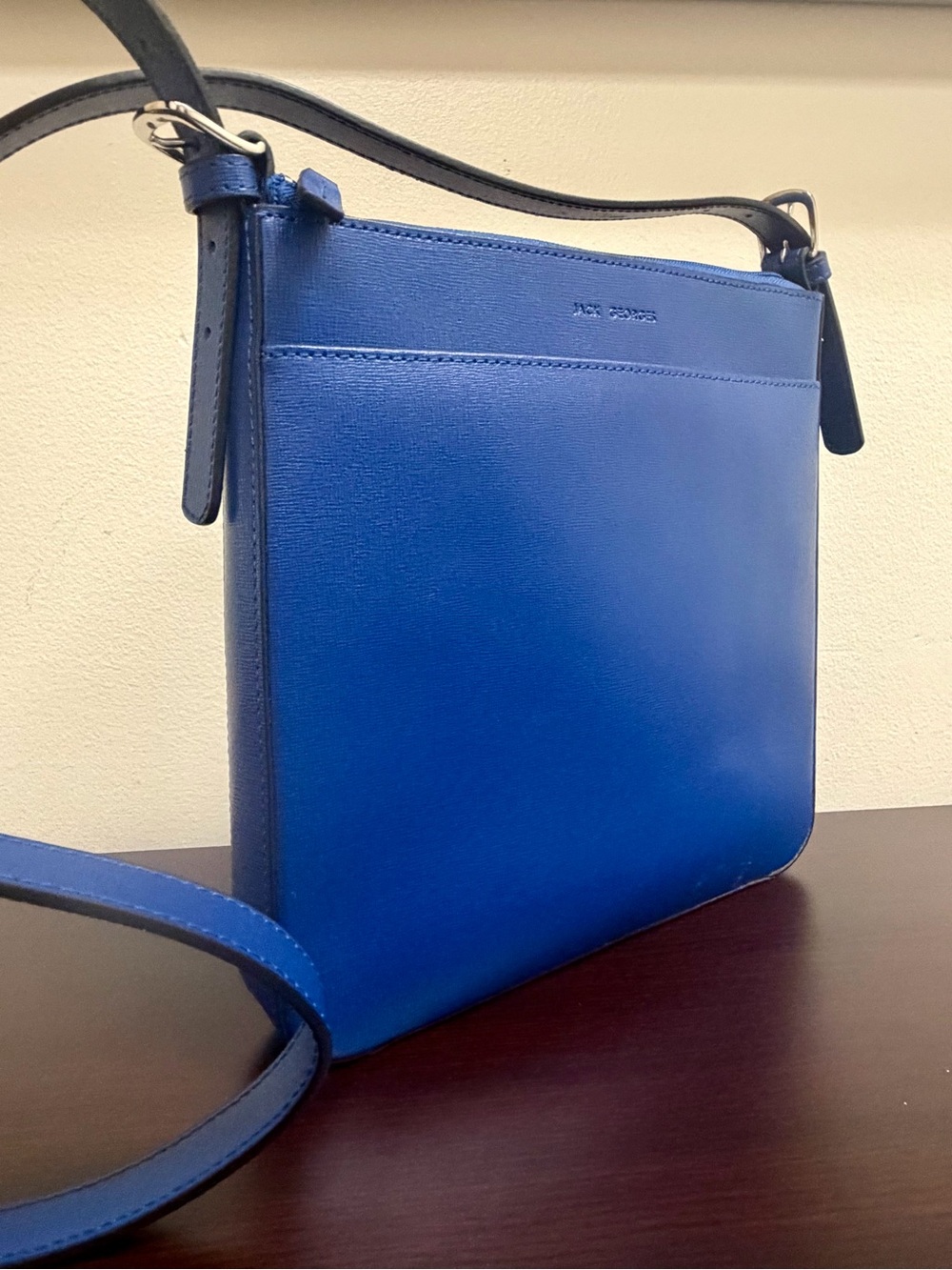 Jack Georges Blue Leather Crossbody Bag NWOT | Genuine Leather
